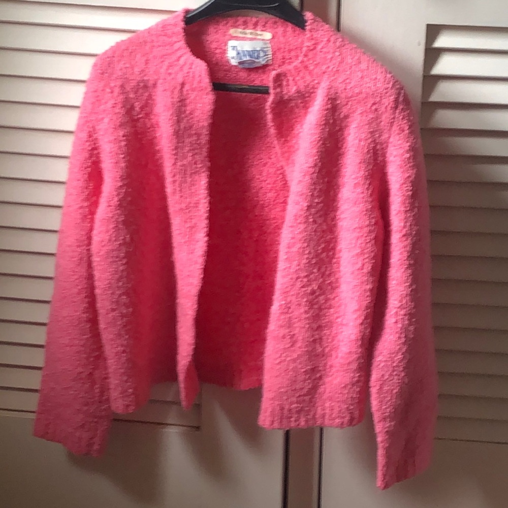 1970s Tanner of NC pink preppy cardigan